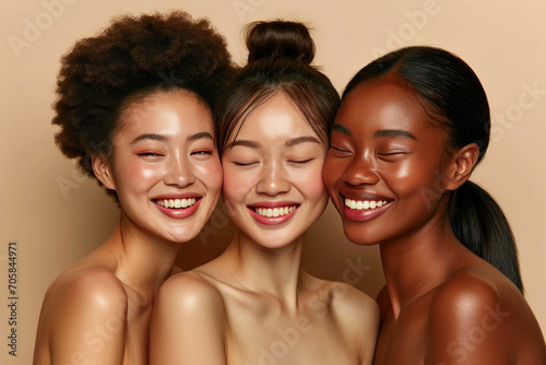 Radiant Beauty: Diverse Smiles on Beige