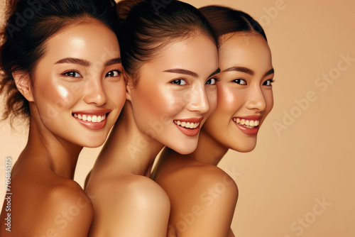 Ethnic Radiance: Smiling Models in Spa-Style Portraits