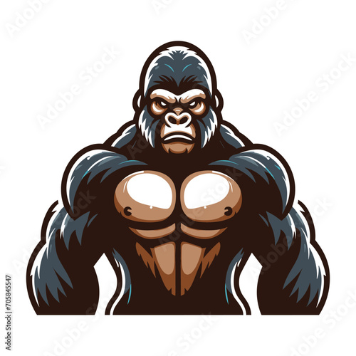 muscle gorilla ape monkey mascot design logo vector illustration isolated on white background