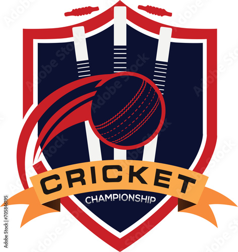 Cricket logo, cricket team sport emblem badge design on white background. Vector illustration. photo