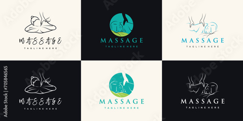 Beauty massage logo design bundle with Premium Vector creative concept