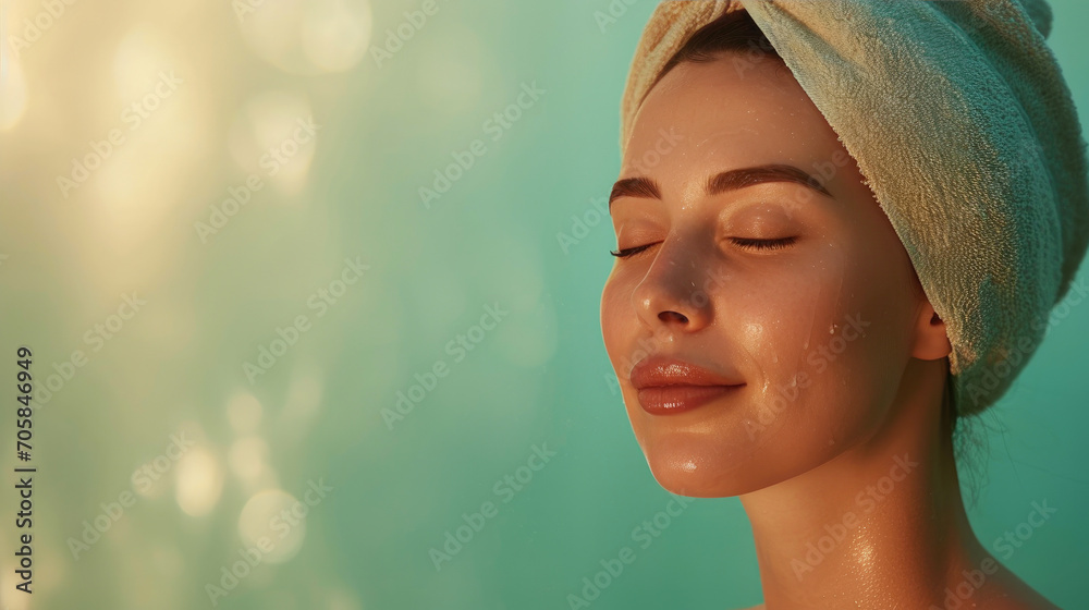 Fototapeta premium Harmony in Green: Golden Hour Spa Serenity