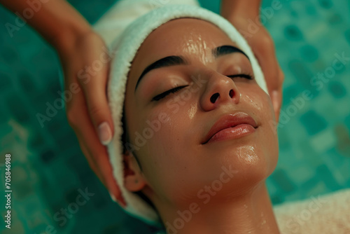 Tranquil Woman Embracing Serenity During Massage
