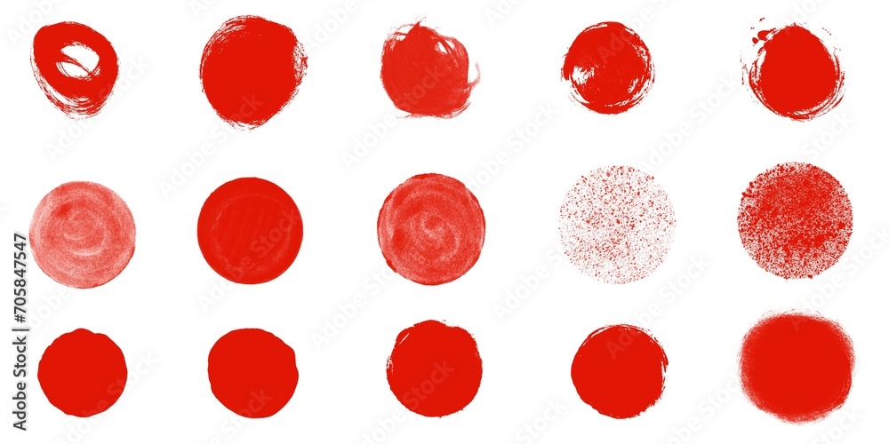 Sammlung von Pinsel Kreisen mit roter Farbe