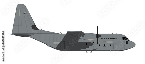 Lockheed Martin C-130J (USAF Paint Scheme) Side View Vector Drawing