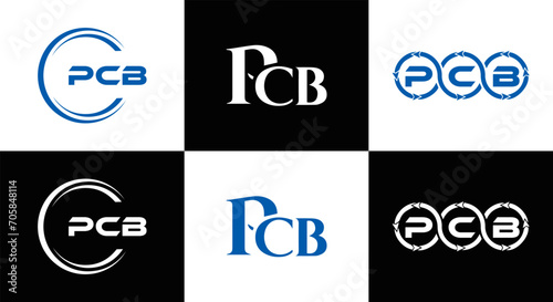 PCB logo. P C B design. White PCB letter. PCB, P C B letter logo design. Initial letter PCB letter logo set, linked circle uppercase monogram logo. P C B letter logo vector design. 