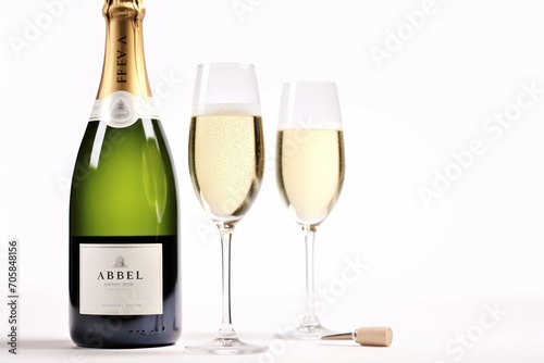 Wallpaper Mural glasses with wine bottle on the table Torontodigital.ca