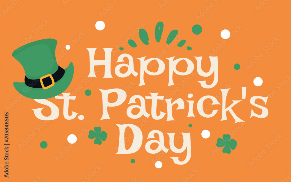 Fototapeta premium Happy St. Patrick's day. Pattern design for logo, banner, poster, greeting card, party invitation. Vector illustration on isolated background
