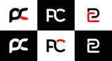 PC logo. P C design. White PC letter. PC, P C letter logo design. Initial letter PC letter logo set, linked circle uppercase monogram logo. P C letter logo vector design.	
