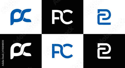 PC logo. P C design. White PC letter. PC, P C letter logo design. Initial letter PC letter logo set, linked circle uppercase monogram logo. P C letter logo vector design.	
