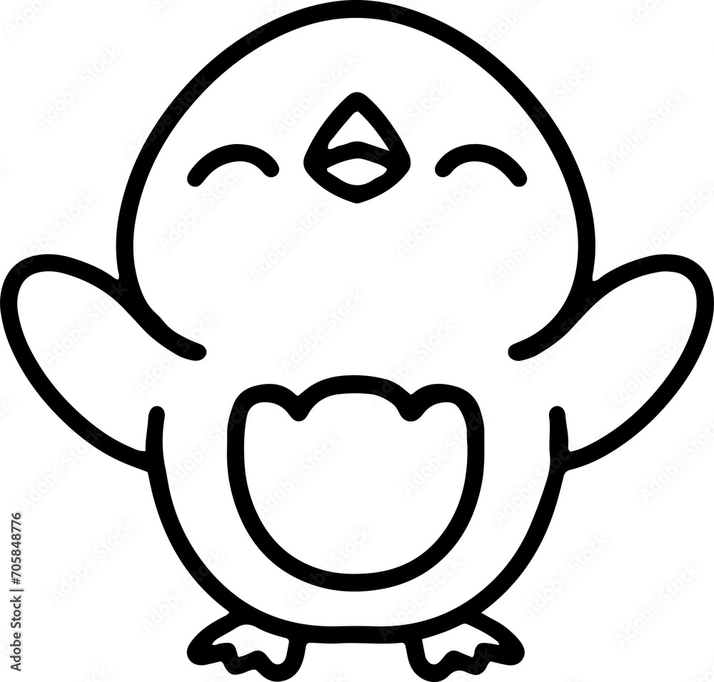 cute bird illustation in simple line style