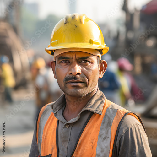 indian labor standing at construction site © Bilal