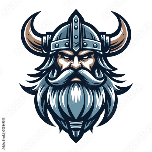 Viking head face vector illustration template, suitable for t shirt design, logo design, tattoo many more. Design isolated on white background