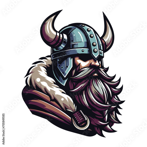 Viking head face vector illustration template, suitable for t shirt design, logo design, tattoo many more. Design isolated on white background