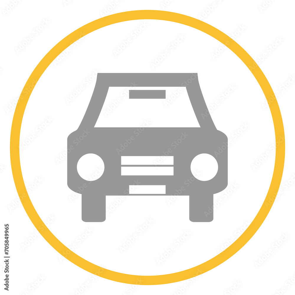 Button grau orange mit Auto Icon: Verkehr oder Mietwagen