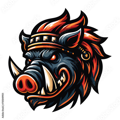 Wallpaper Mural wild beast animal hog boar pig head face mascot design vector illustration, logo template isolated on white background Torontodigital.ca