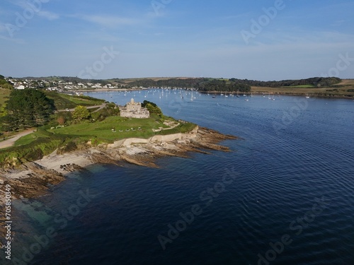St Mawes Castle Cornwall UK summers day drone,aerial