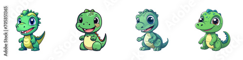 Little cute happy dino. Cartoon vector illustration