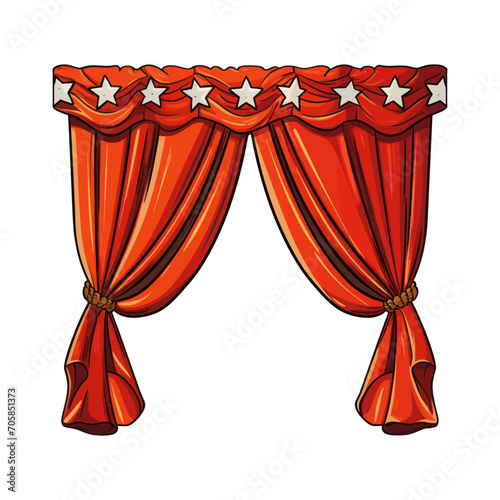 Red cartoon curtains. Vector illustration