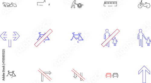 collection of vector sketch illustrations of logo designs for warning sign symbols on highways 