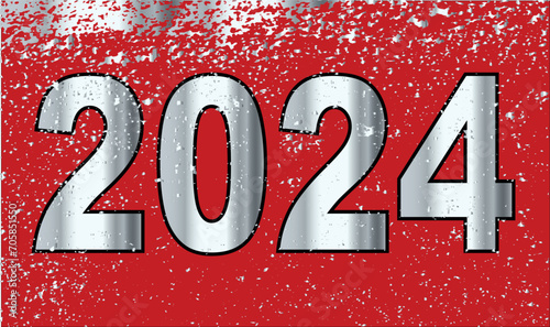 Metal Plack For 2024 In Red And SIlver
