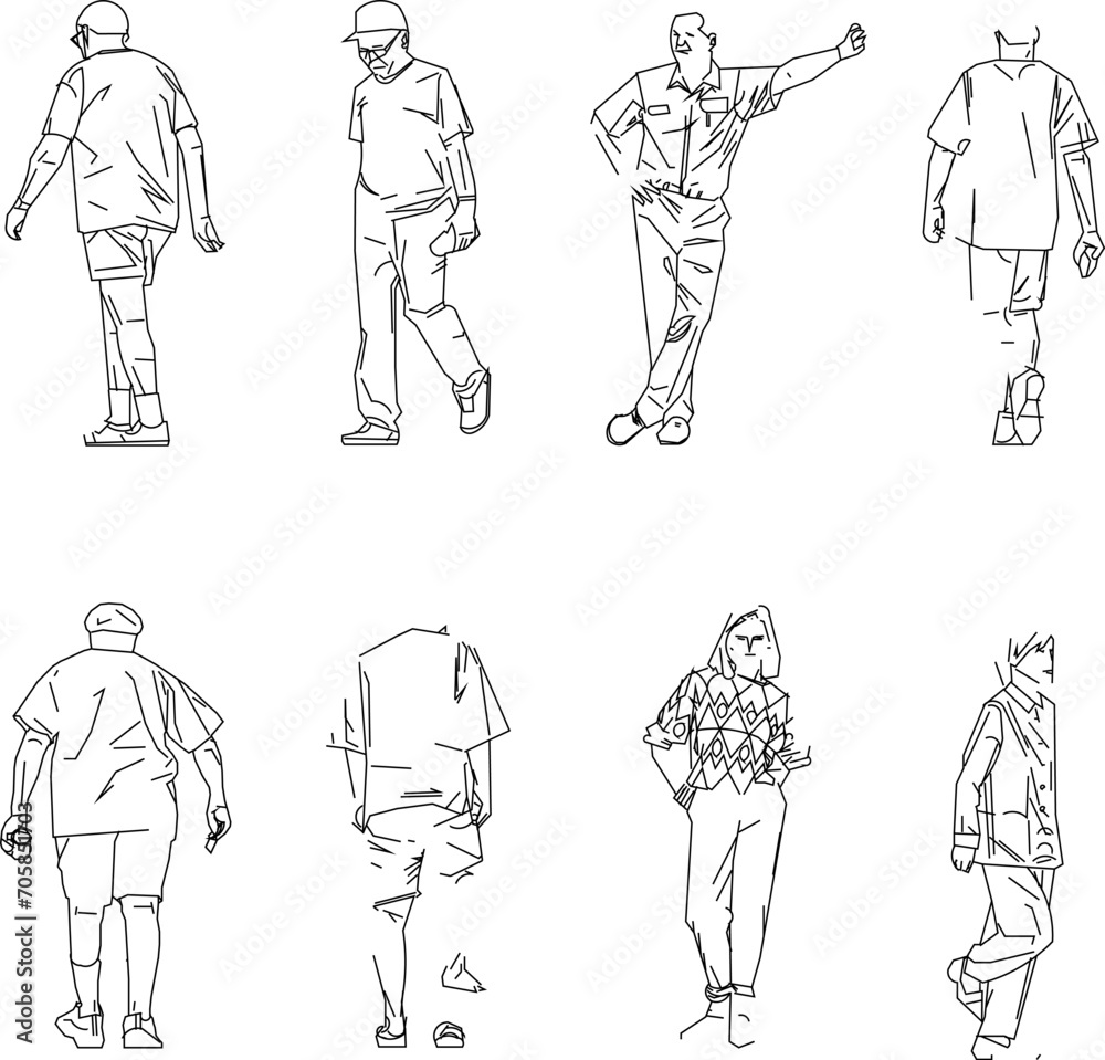 Vector sketch illustration design of people doing their daily activities, taking a leisurely walk Vector sketch illustration design of people doing their daily activities, taking a leisurely walk