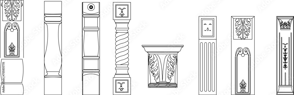 Vector sketch illustration of classical vintage roman greek column ...