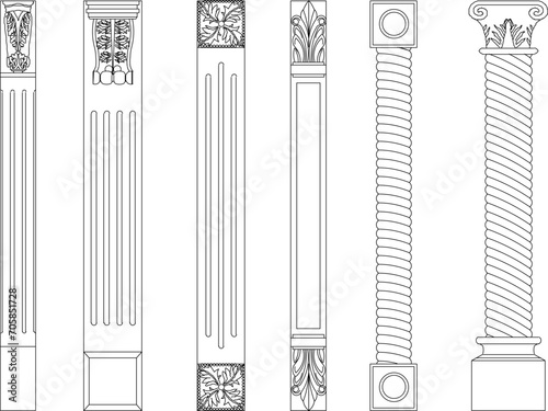 Foto Vector sketch illustration of classical vintage roman greek column pillar archit