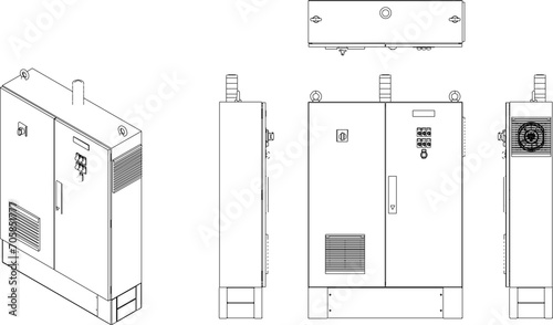 Vector sketch illustration of control panel design of multi-storey building