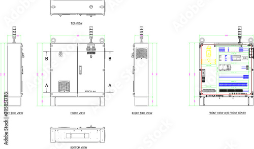 Vector sketch illustration of control panel design of multi-storey building