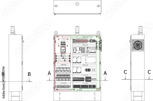 Vector sketch illustration of control panel design of multi-storey building