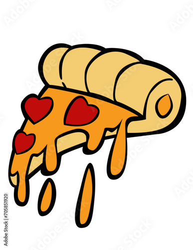 Love pizza slice  heart shaped pepperoni
