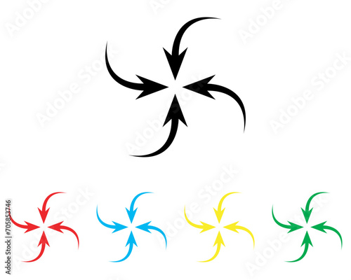 Inward arrow icon vector. Four Arrows icon sign symbol in trendy flat style. Set elements in colored icons. Arrow pointing center vector icon illustration isolated on white background