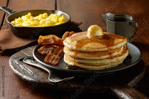 Photography Bacon Egg and Pancake Breakfast
