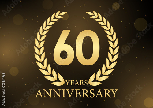 60 Years or Sixty Years Anniversary Logo. Anniversary Celebration Logo for Wedding, Birthday Party or Celebration. Vector Illustration.