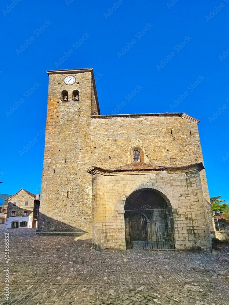 church in Ansó Historical Artistic Complex is part of The most beautiful towns in Spain in Pyrenees of Huesca 