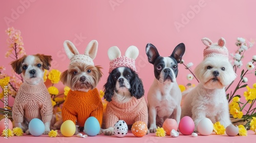 Easter cute dog in hat with bunny ears © Yulia Furman