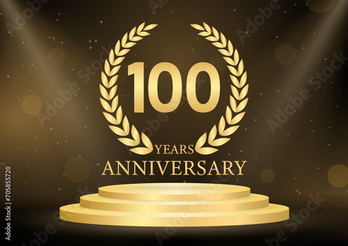 100 Years or One Hundred Years Anniversary Logo. Anniversary Celebration Logo for Wedding, Birthday Party or Celebration. Vector Illustration.