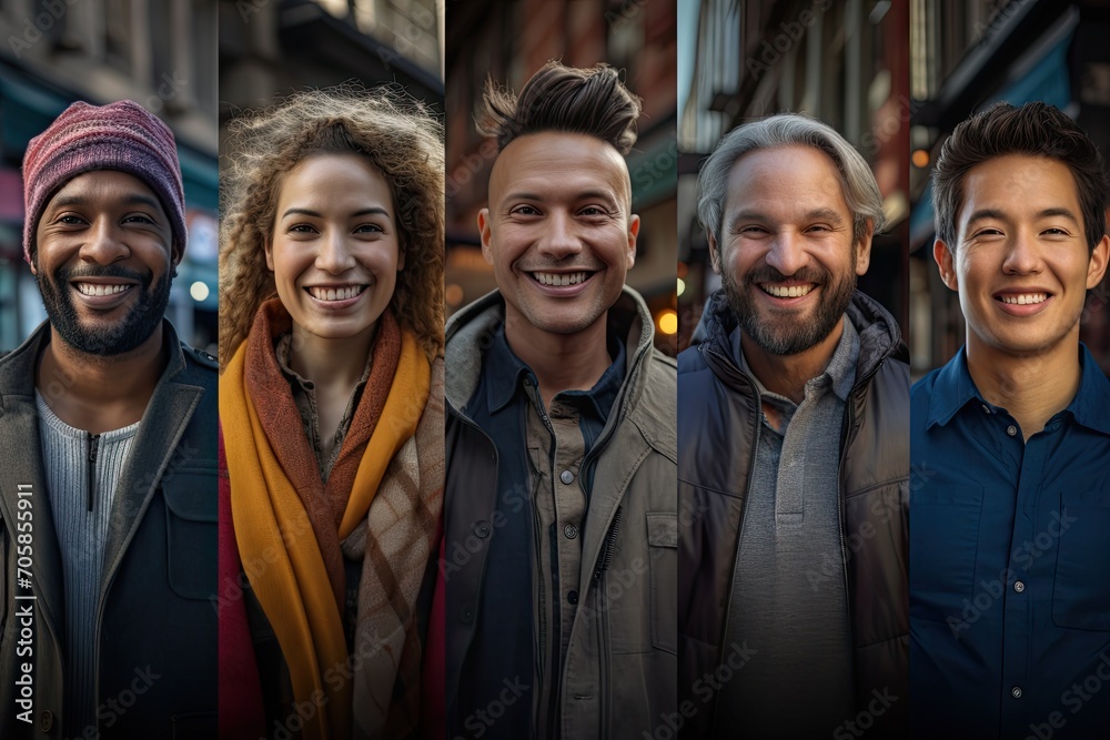 Grid image of diverse group of people of different ages and genders and ethnicities Grid image of diverse group of people of different ages and genders and ethnicities