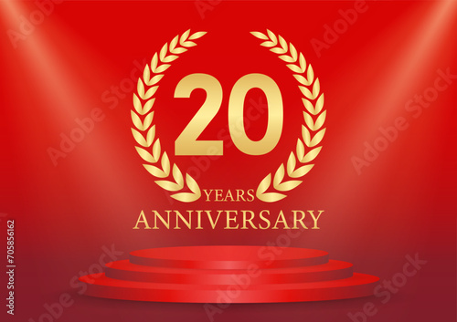 20 Years or Twenty Years Anniversary Logo. Anniversary Celebration Logo for Wedding, Birthday Party or Celebration. Vector Illustration.