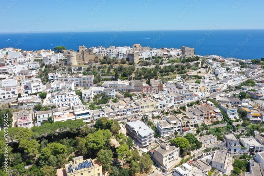 Aerial view of Castro village near Castro Marina. Lecce, Salento, Puglia, Italy