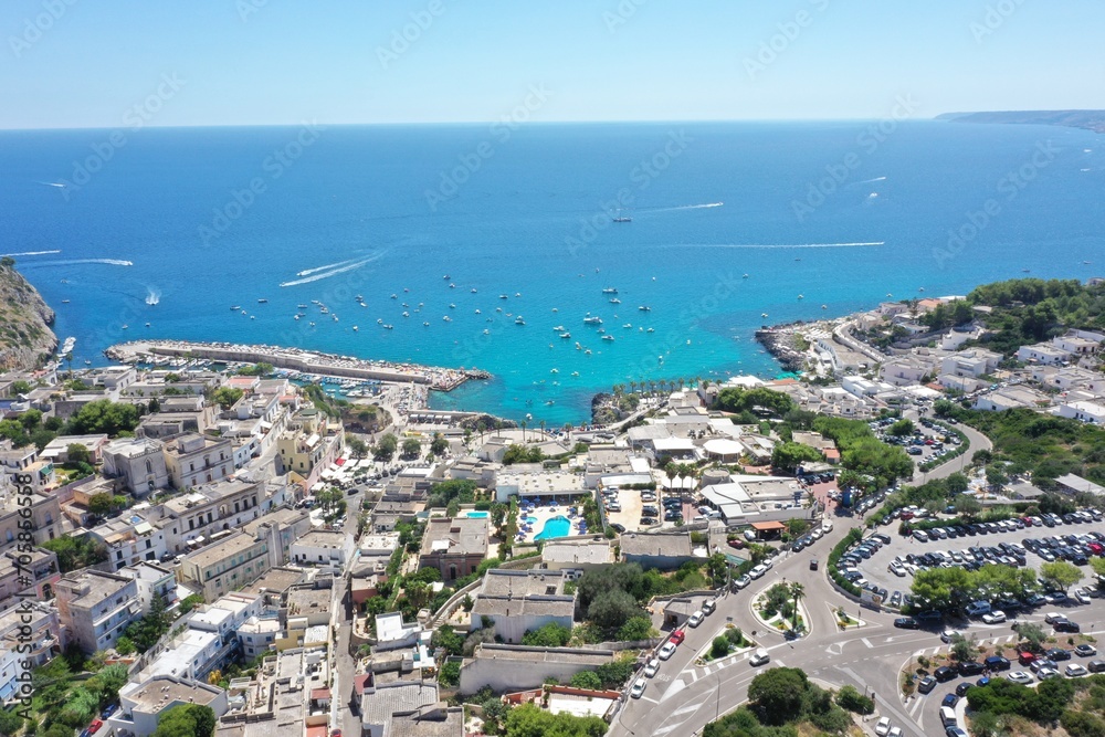 Aerial view of Castro village near Castro Marina. Lecce, Salento, Puglia, Italy