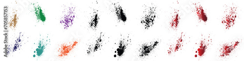 Paint ink brush stroke halloween orange, purple, red, wheat, black, green color blood isolated lines background set