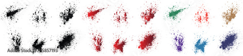 Brushstroke vector orange, purple, red, wheat, black, green color blood drop and splatter isolated grunge background