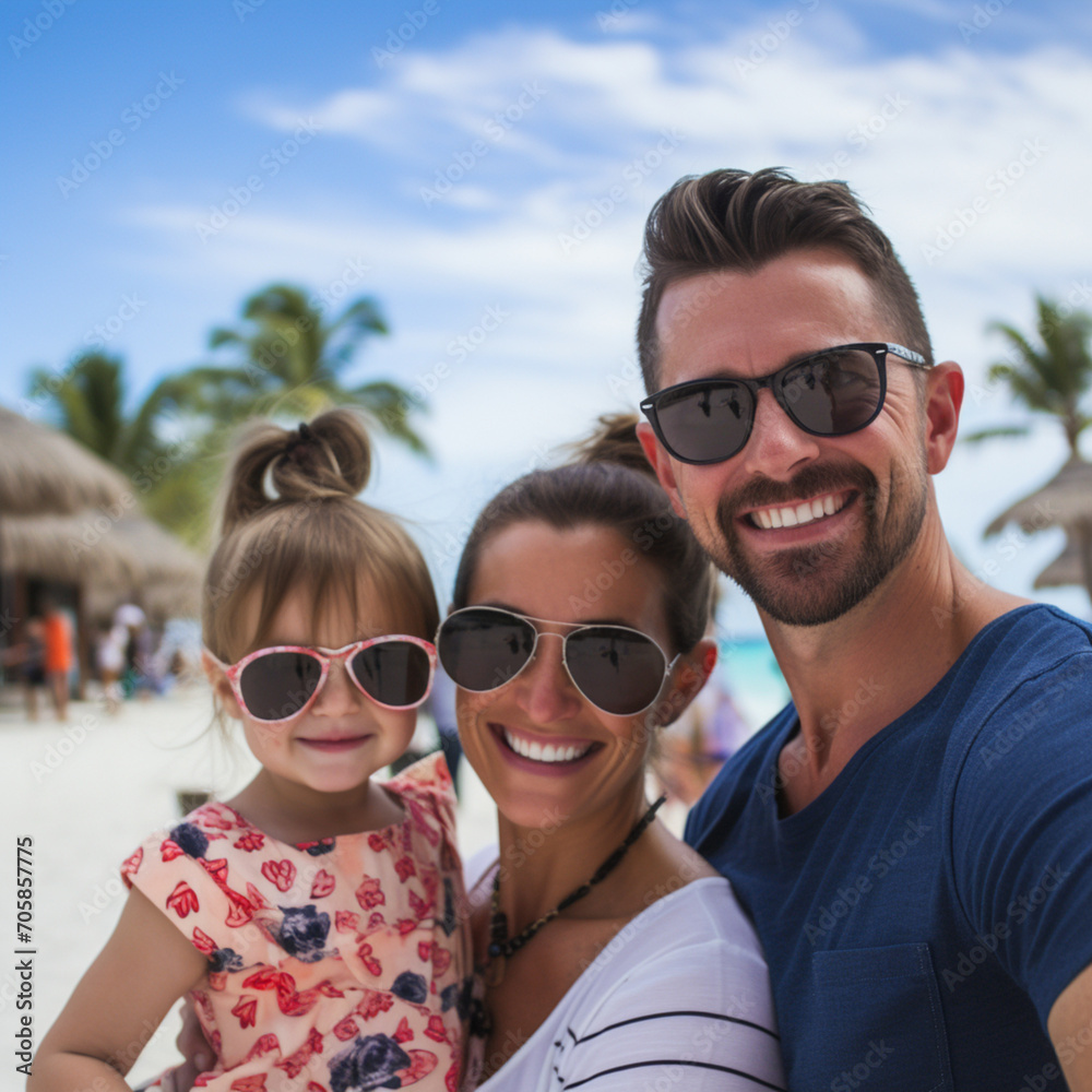 Family on beach vacation. Family on beach vacation.