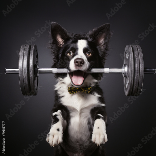 Dog lifting some weights. © DALU11