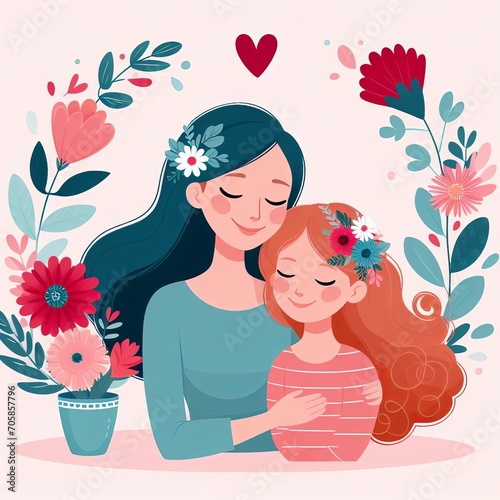 Happy mother's day illustration background social media design, Generative Ai