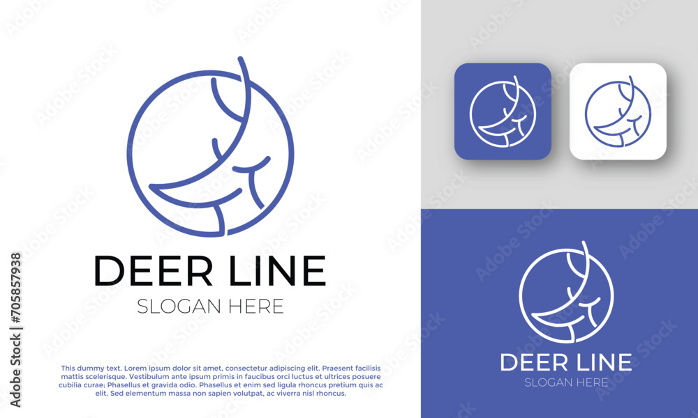 Deer Logo With Line Style Modern Minimalist Vector