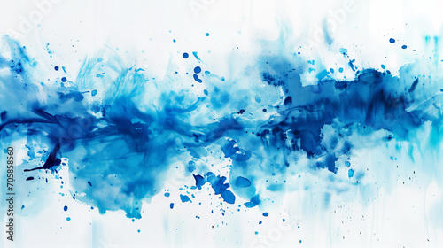 水彩画インクの背景画像_青色 Abstract colorful blue color painting illustration. Background of watercolor splashes [Generative AI] © Tatsuya