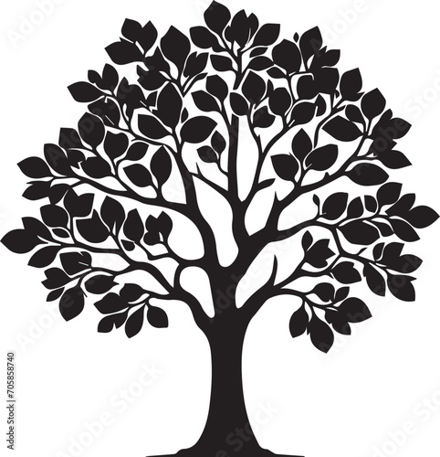 Tree silhouette editable vector illustration for logo icon isolated over white background